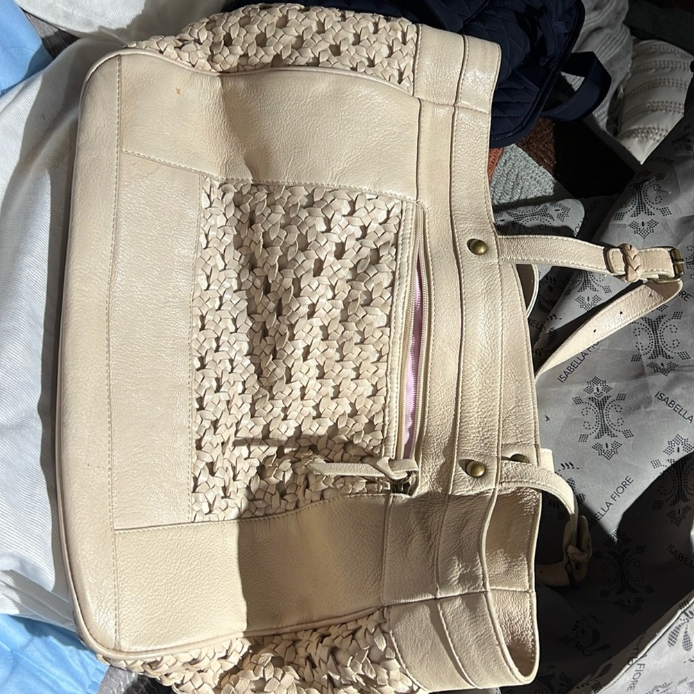 Isabella Fiore beige woven tote bag